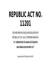 Republic Act No. 11201 .